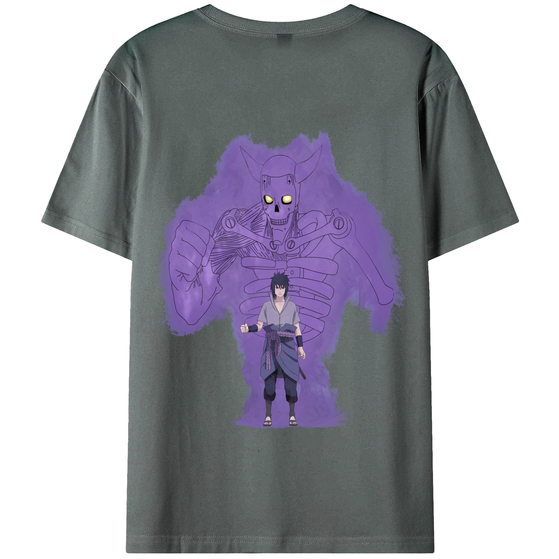 （画像用） NARUTO -ナルト- うちは サスケ Uchiha Sasuke 綿100％半袖Tシャツ（背面プリント）